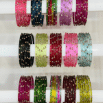 3 Stone Bangles Set (12Pcs)
