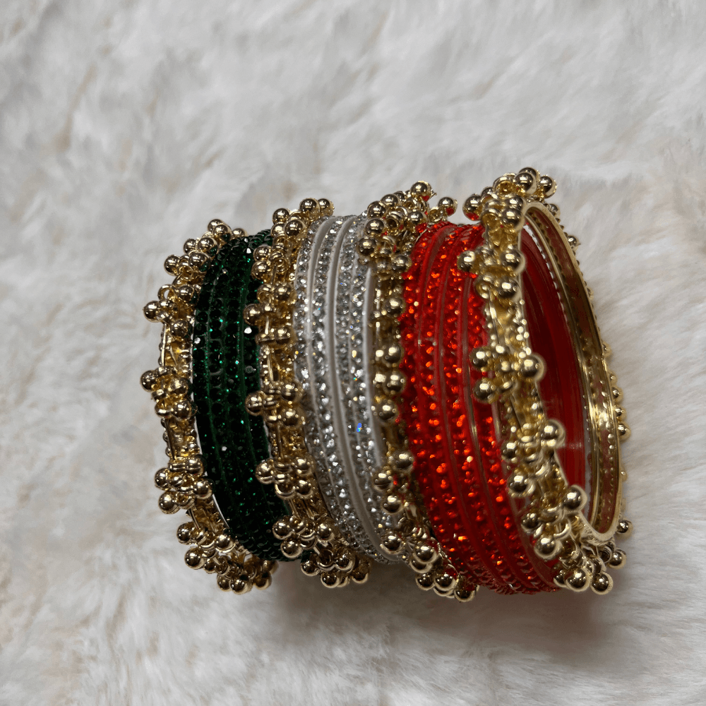 Tricolor Ghungroo Bangles Set - Image 7