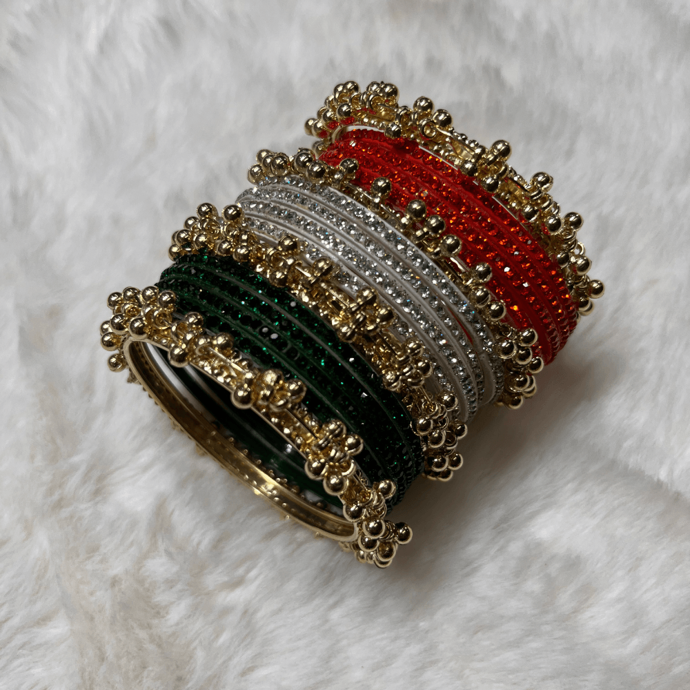 Tricolor Ghungroo Bangles Set - Image 6