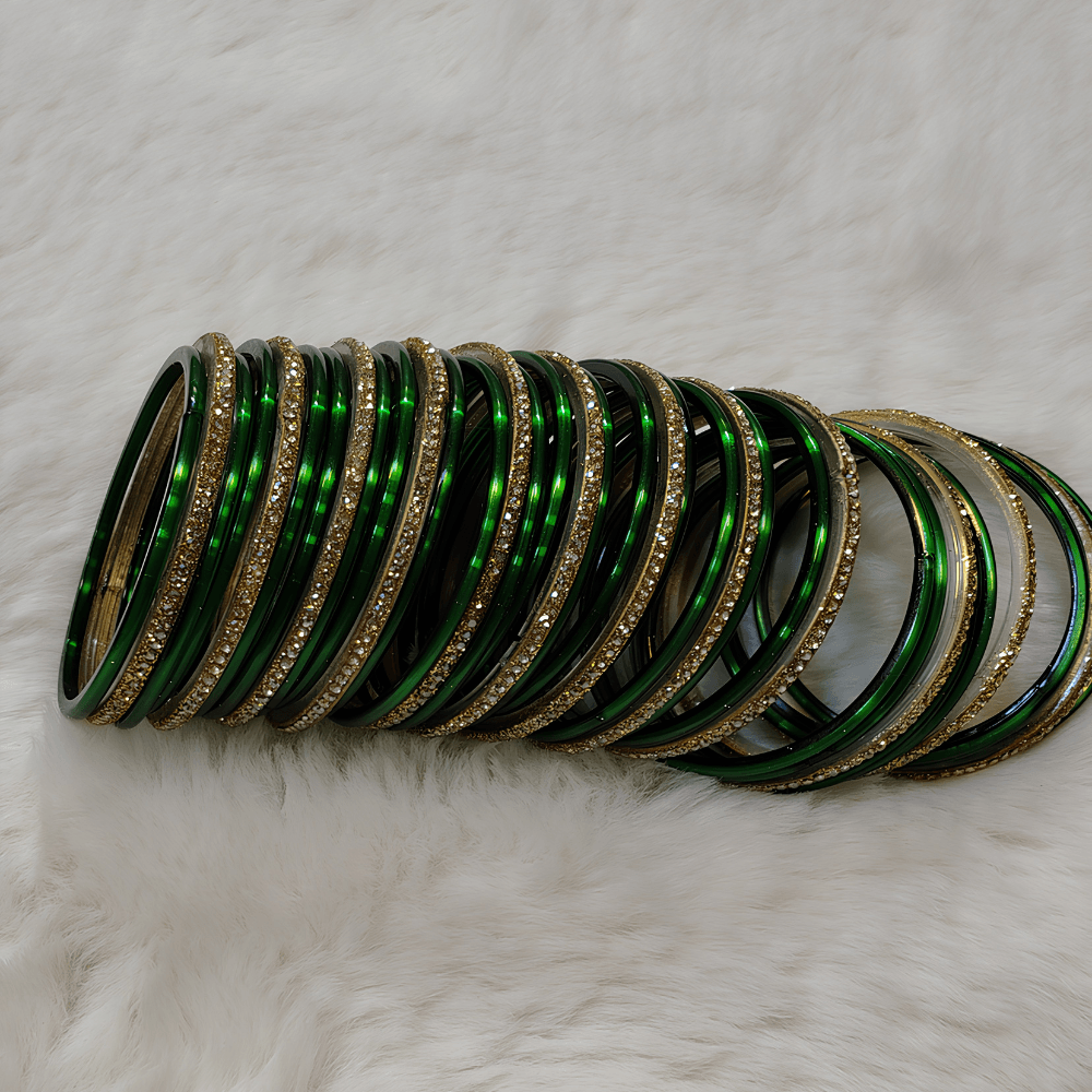 Green Premium Glass Bangles Set (36 Bangles) - Image 4