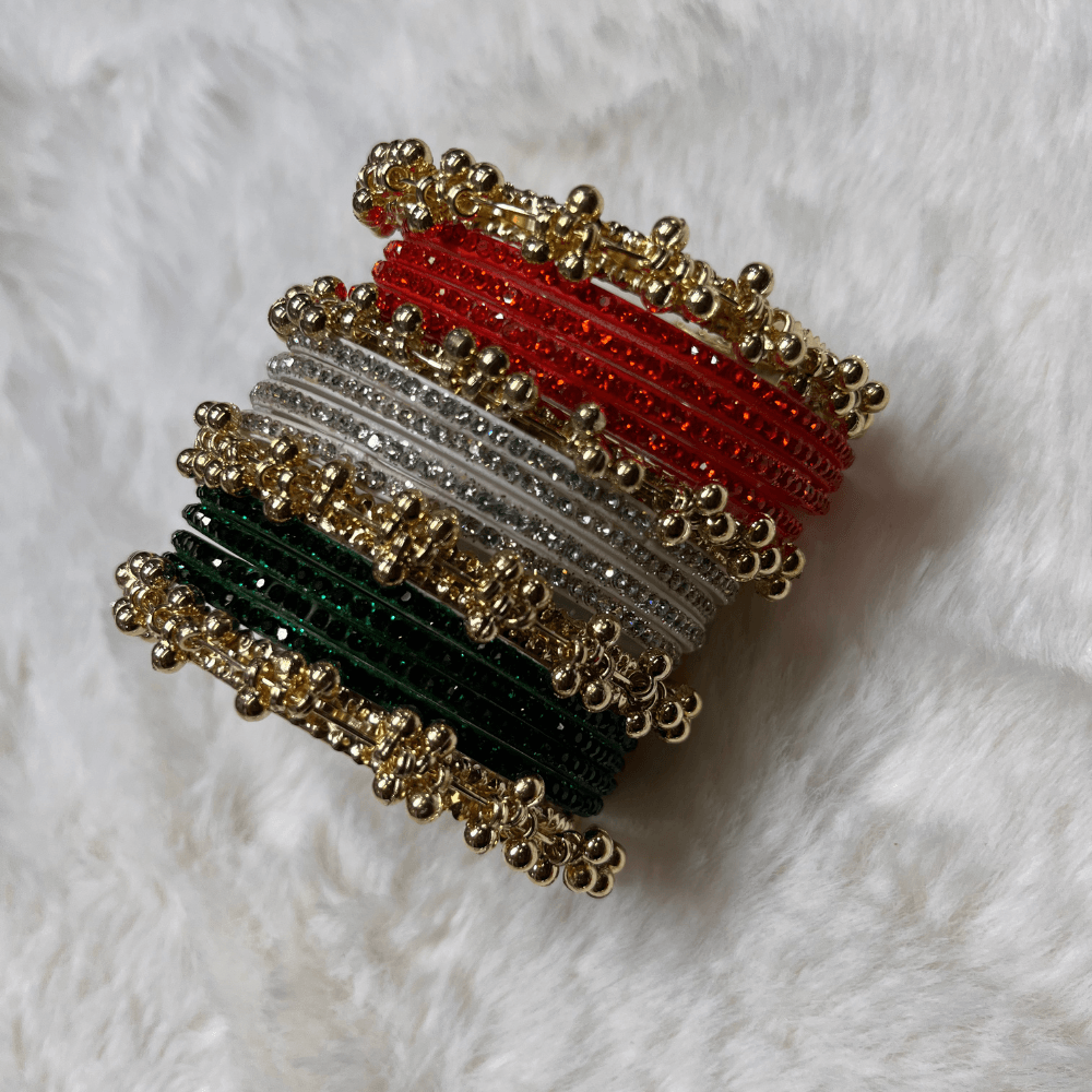 Tricolor Ghungroo Bangles Set - Image 5
