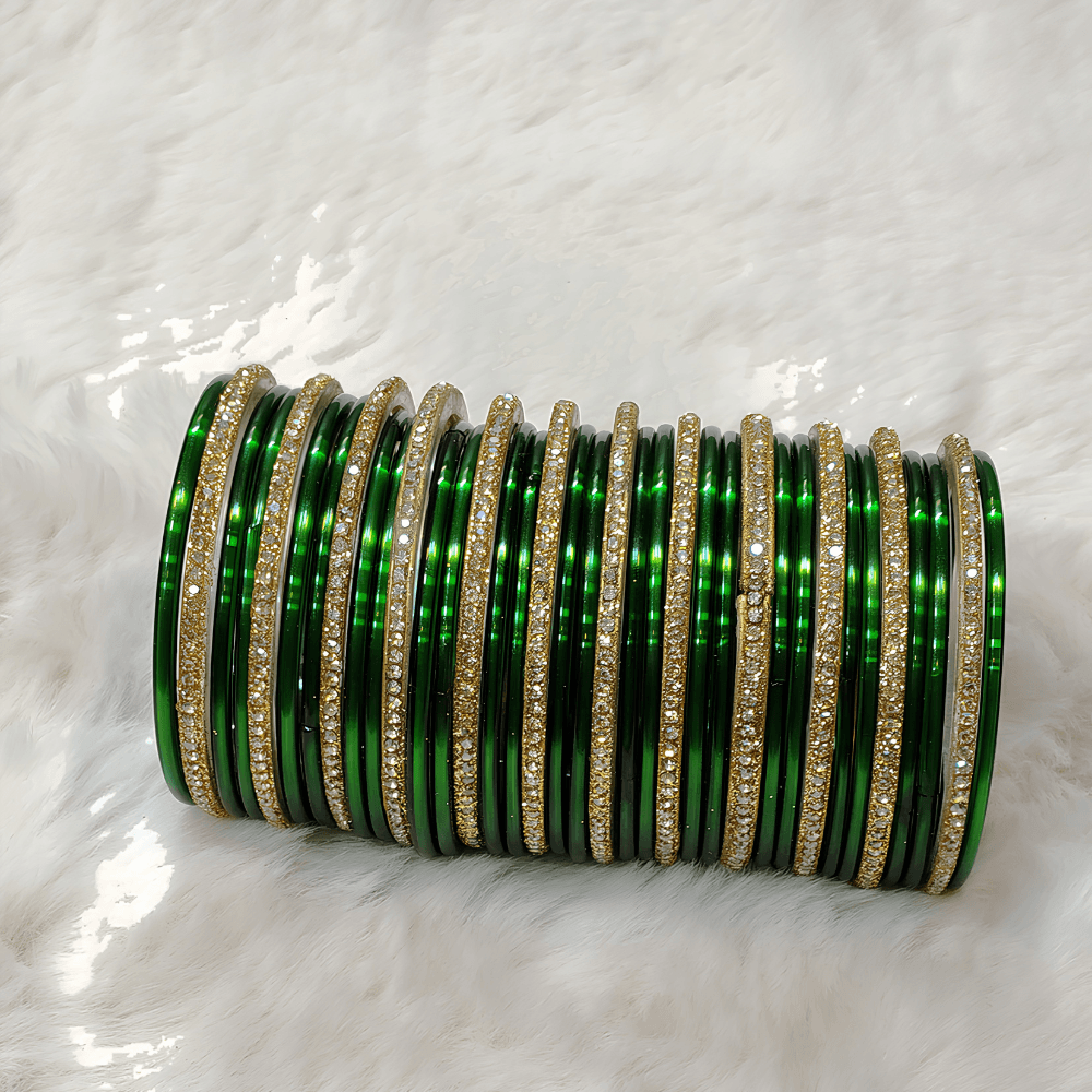 Green Premium Glass Bangles Set (36 Bangles) - Image 3