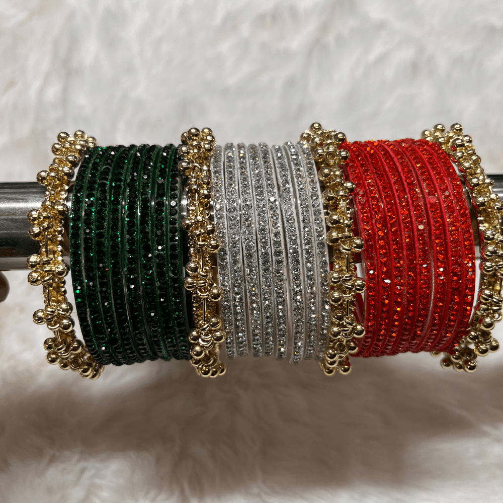 Tricolor Ghungroo Bangles Set - Image 4