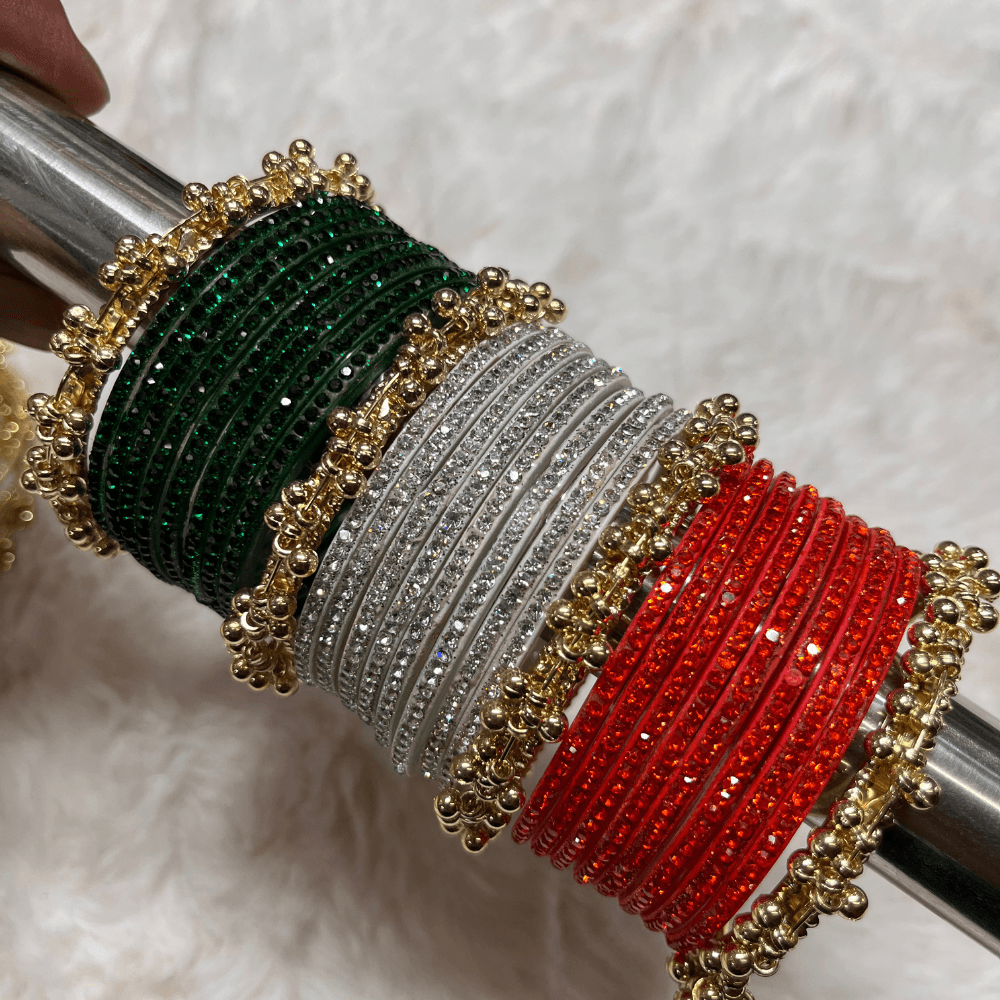 Tricolor Ghungroo Bangles Set - Image 3