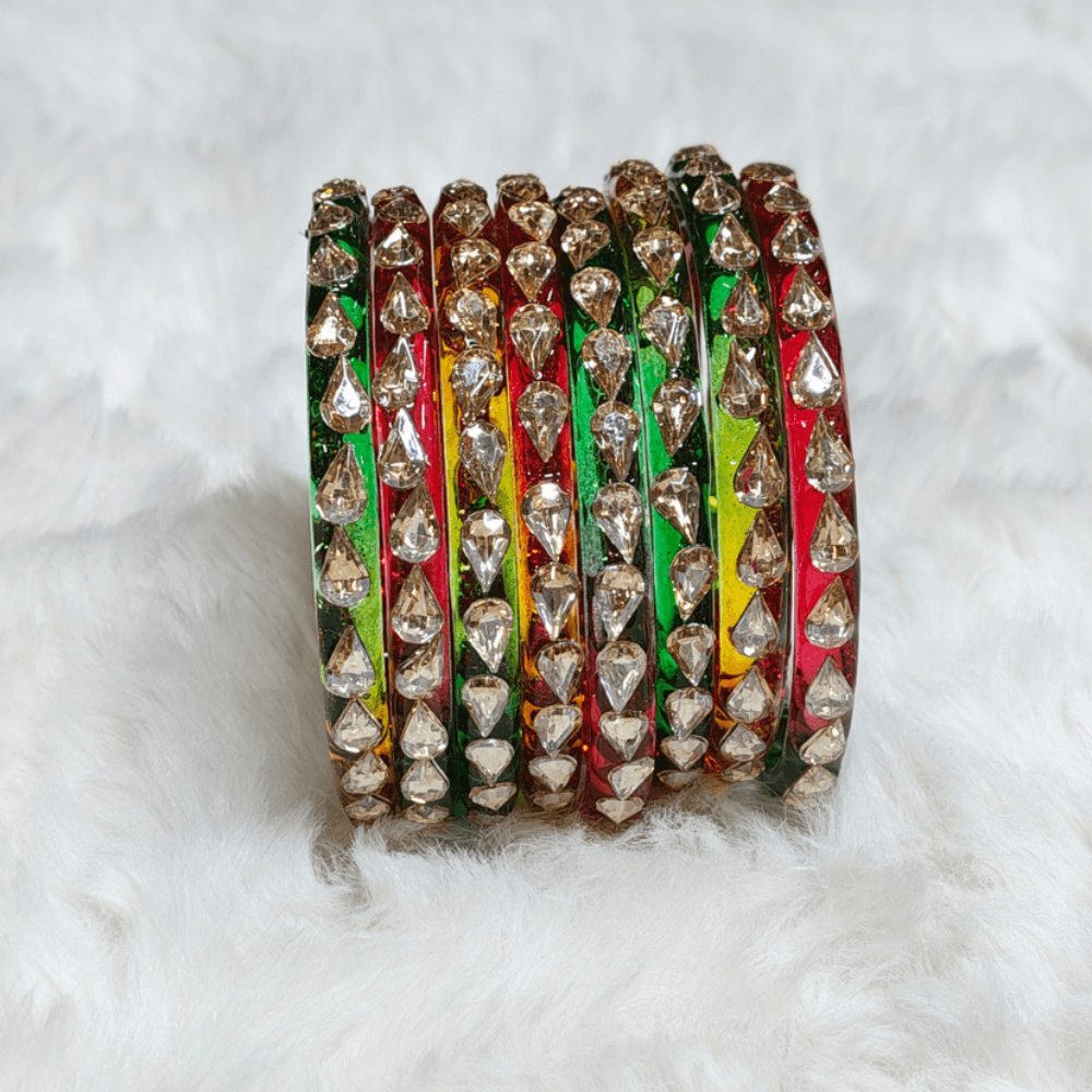 10 Multicolor Designer Bangles (8 Pcs) - Image 1