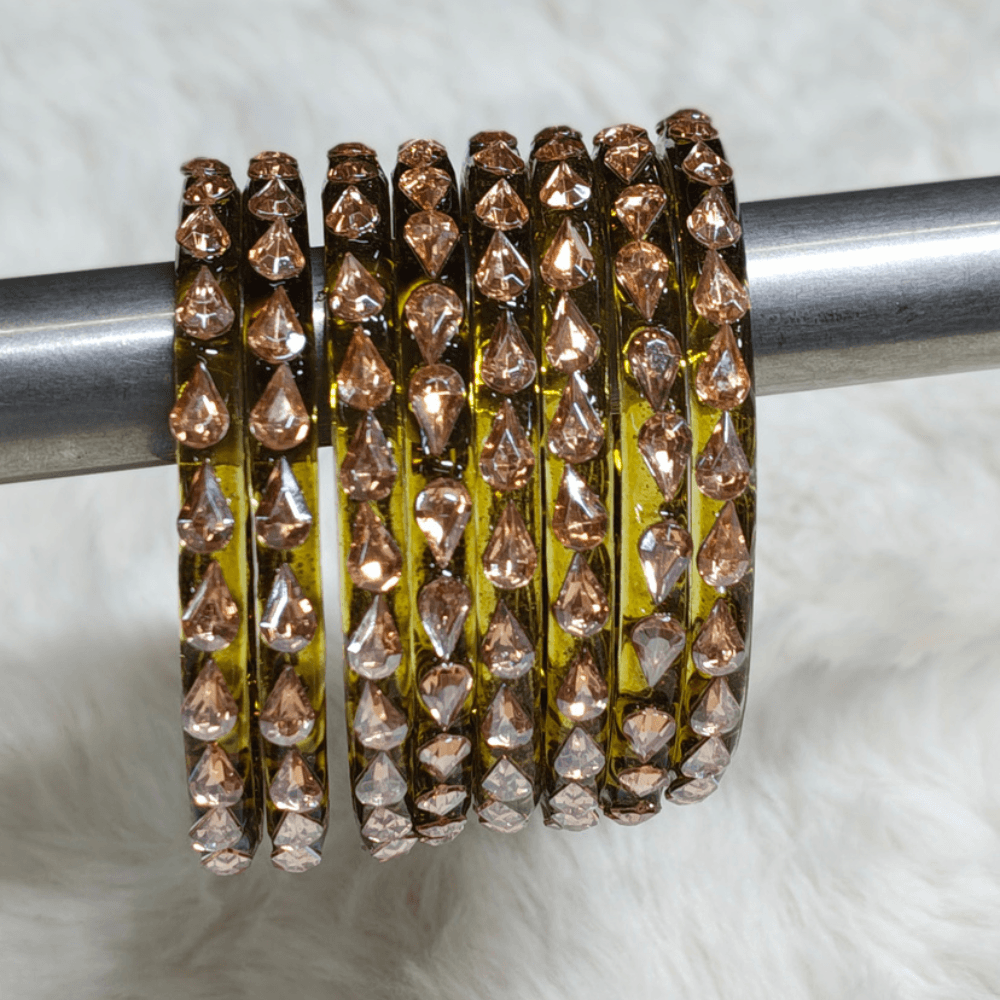14 Yellow Designer Bangles (8 Pcs) - Image 1