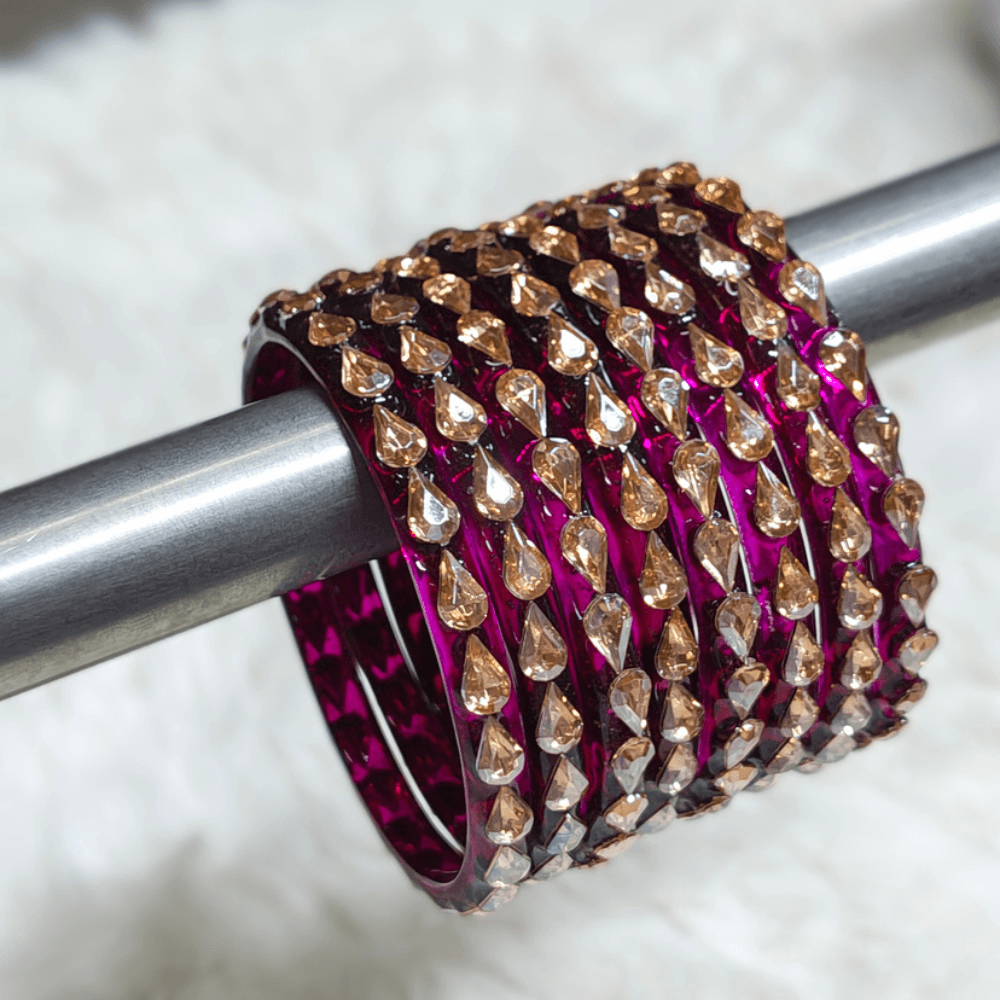 15 Majenta Designer Bangles Set (8 Pcs) - Image 1