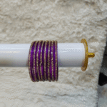  Purple & Golden Glass Bangles