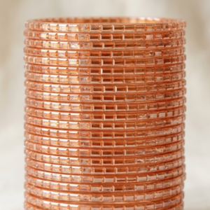Peach Glass Cut Bangles (24Pcs)