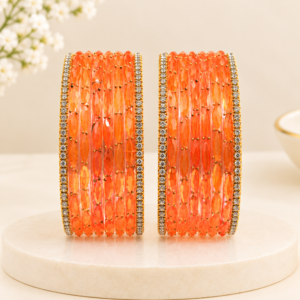 Peach Crystal Bangles for Women