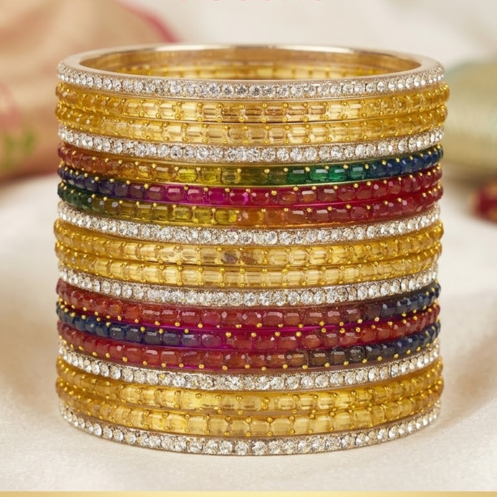 Multicolor Traditional Bridal Bangles (24 Bangles, 6 Kada)