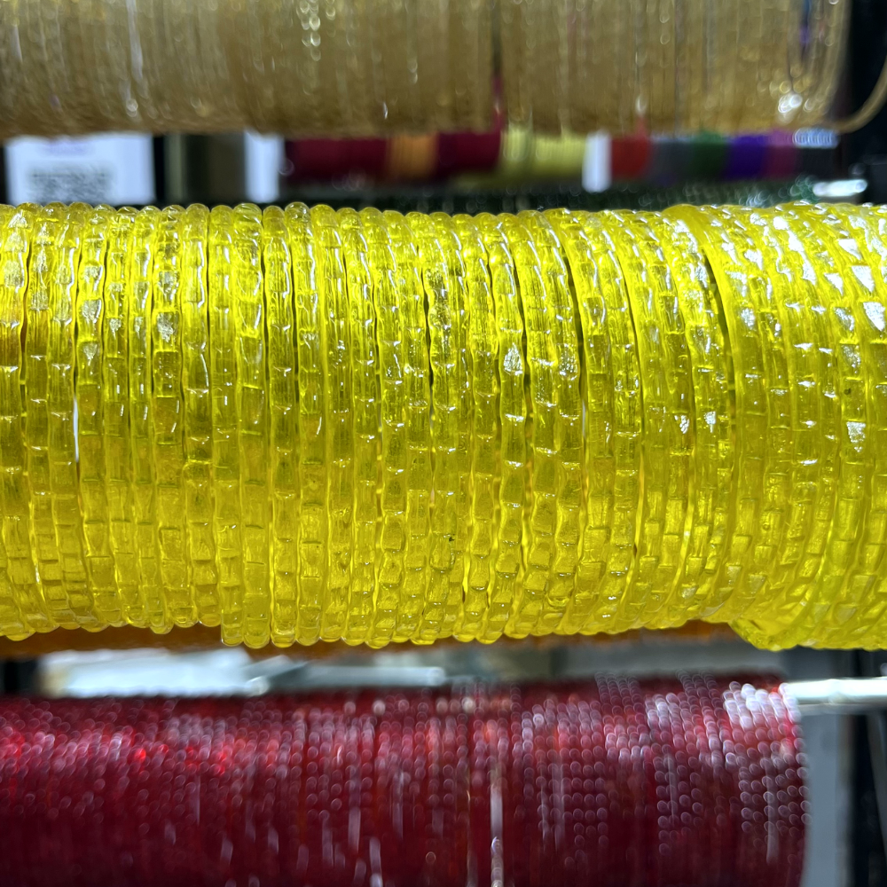 Yellow Glass Cut Bangles (24Pcs) - Image 3