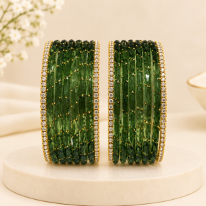 Olive Crystal Bangles for Women