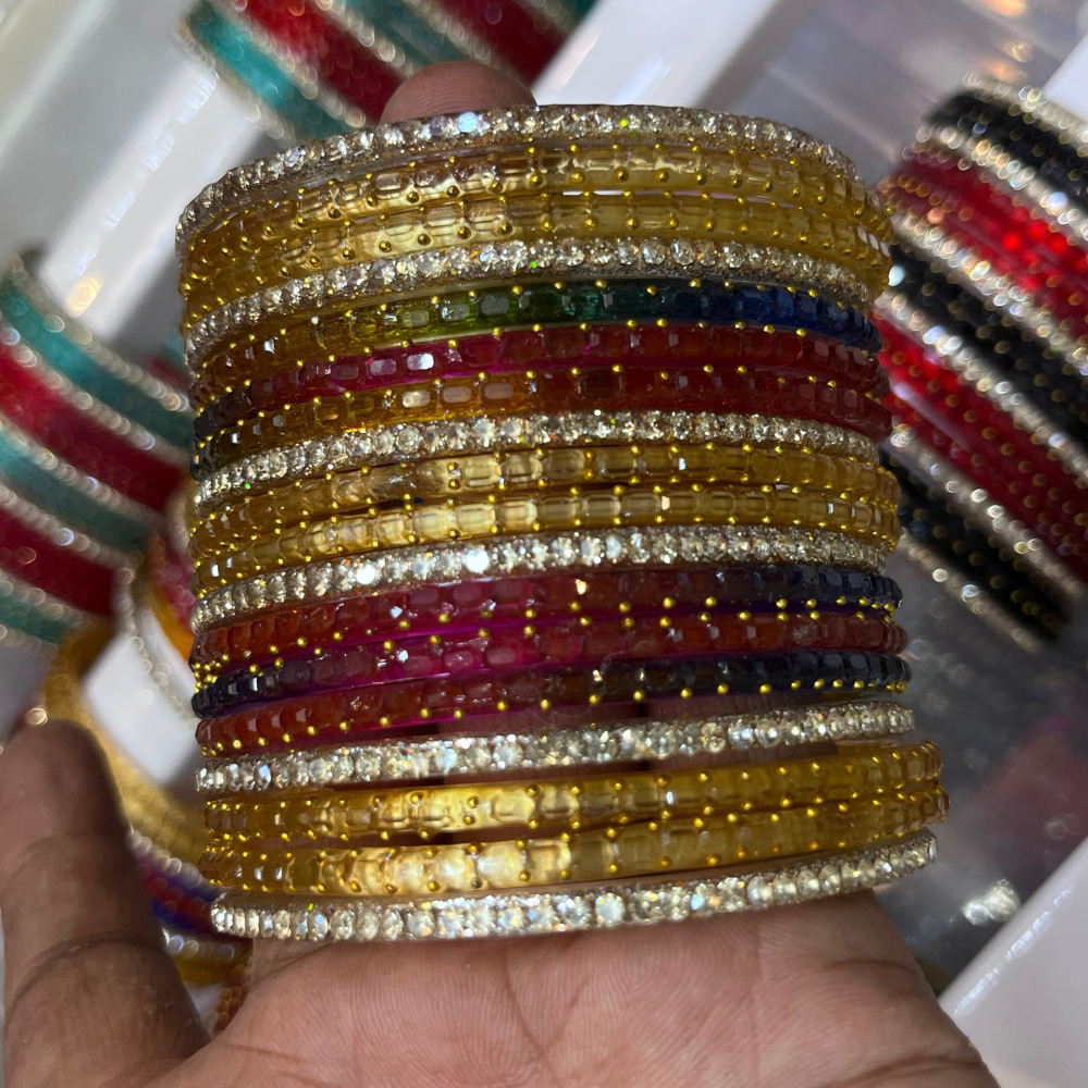 Multicolor Traditional Bridal Bangles (24 Bangles, 6 Kada) - Image 3