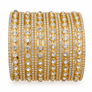Gold-Tone Crystal Stone Bangles Set