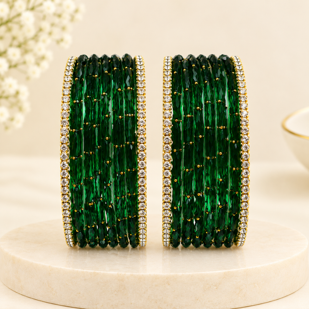 Green Crystal Bangles for Women