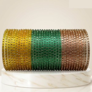 Yellow, Green & Peach Churi Combo Pack  (Set of 12 Each)